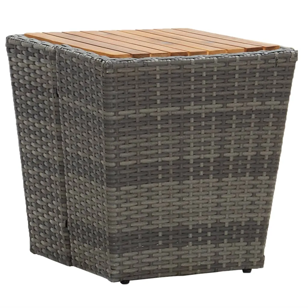 vidaXL Tavolino Grigio 41,5x41,5x43 cm in Polyrattan e Legno di Acacia