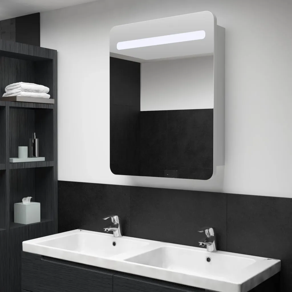 vidaXL Armadietto Bagno con Specchio e LED 60x11x80 cm