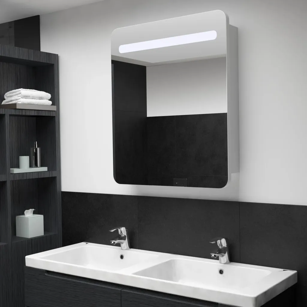 vidaXL Armadietto Bagno con Specchio e LED 68x9x80 cm