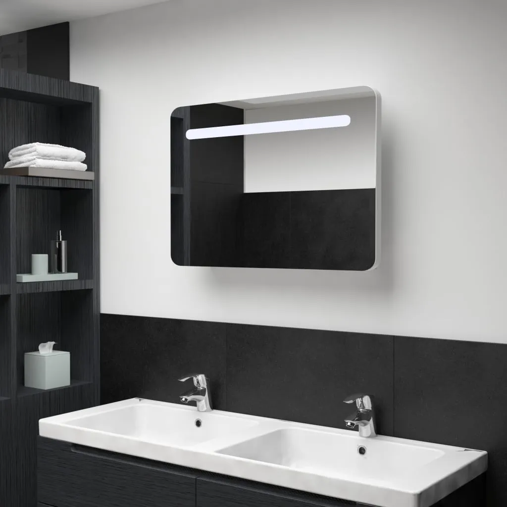 vidaXL Armadietto Bagno con Specchio e LED 80x9,5x55 cm