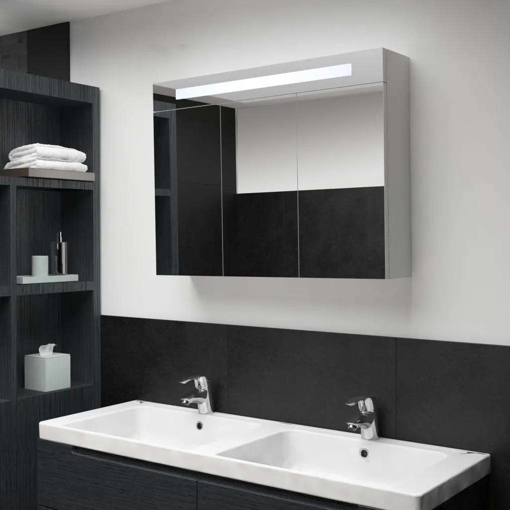 vidaXL Armadietto Bagno con Specchio e LED 88x13x62 cm