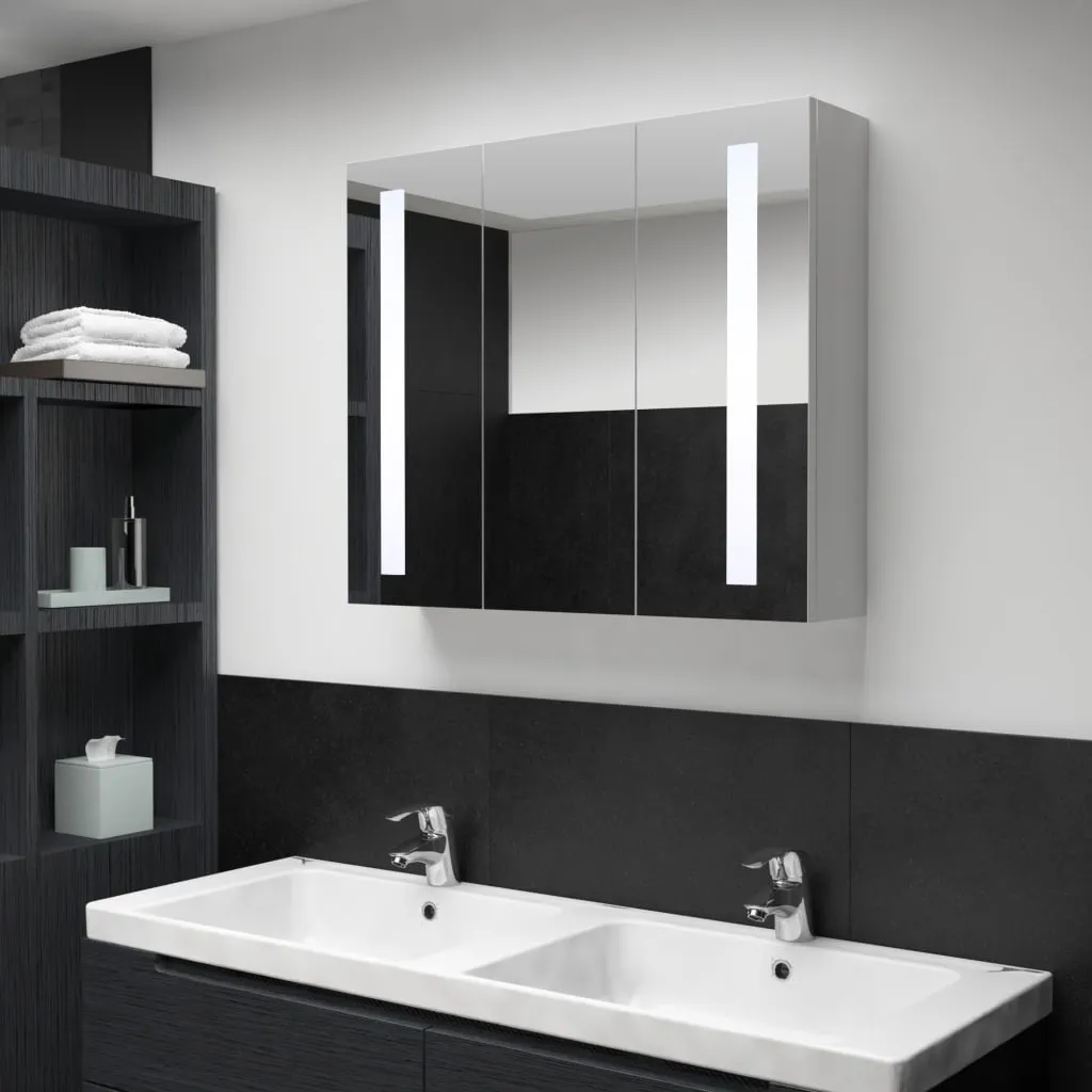 vidaXL Armadietto Bagno con Specchio e LED 89x14x62 cm