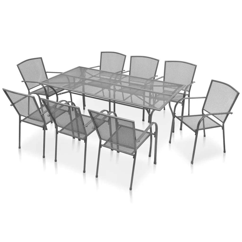 vidaXL Set da Pranzo da Giardino 9 pz in Acciaio Antracite