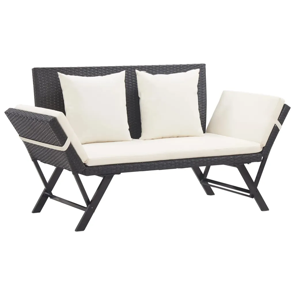 vidaXL Panchina da Giardino con Cuscini 176 cm Nera in Polyrattan