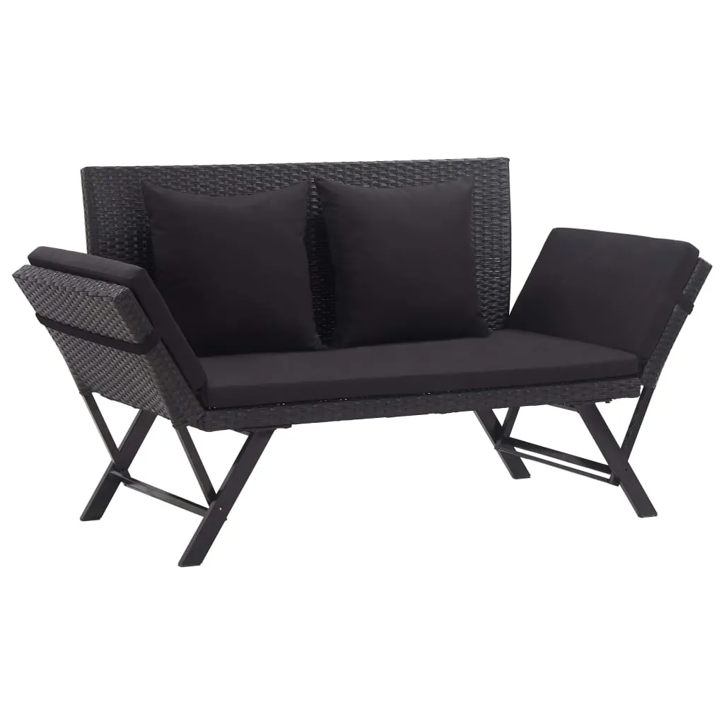 vidaXL Panchina da Giardino con Cuscini 176 cm Nera in Polyrattan