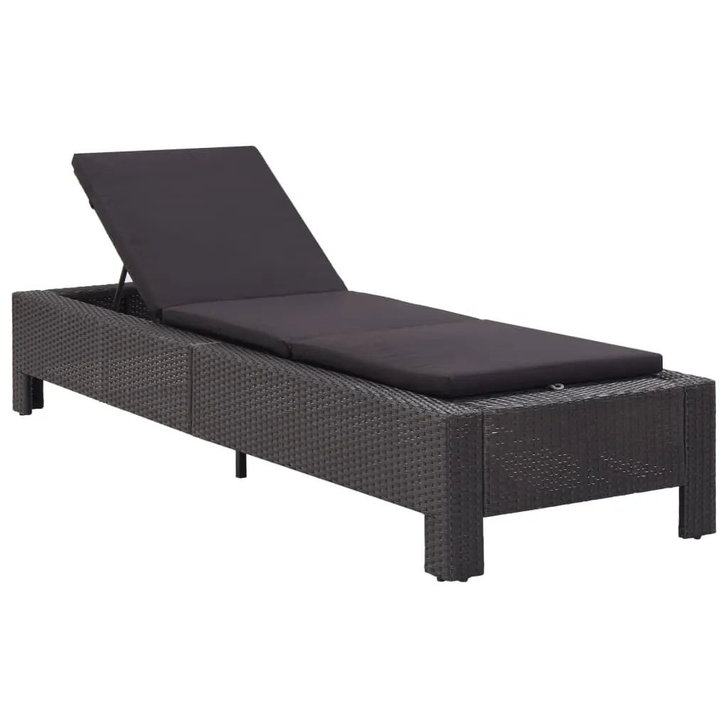 vidaXL Lettino Prendisole con Cuscino Nero in Polyrattan