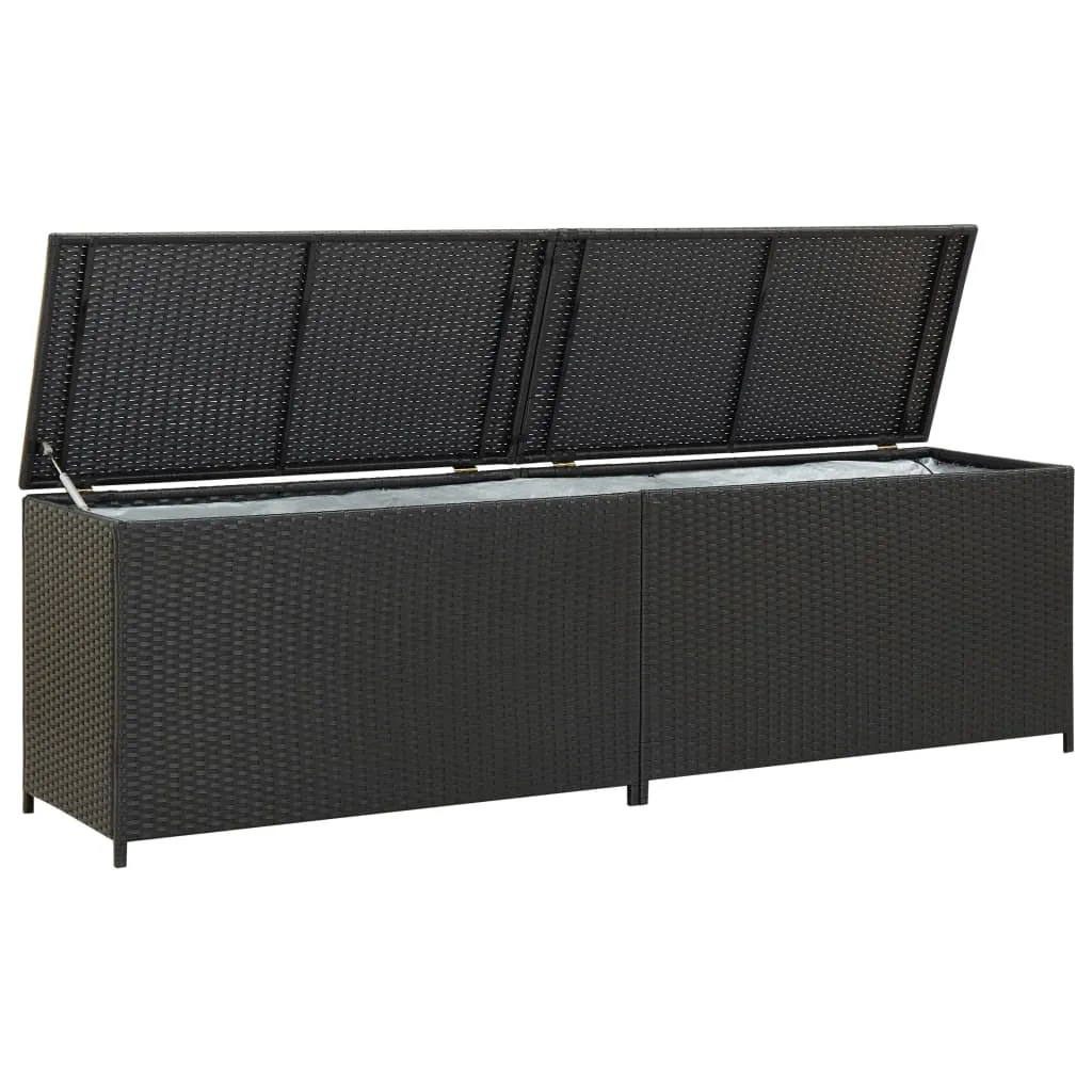 vidaXL Baule da Giardino in Polyrattan 200x50x60 cm Nero