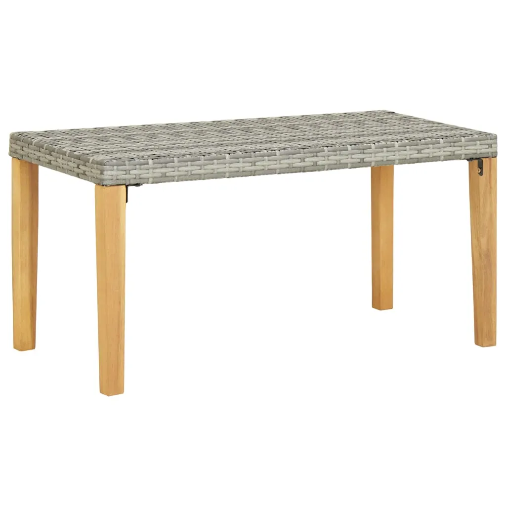 vidaXL Panchina da Giardino 120 cm Grigio Polyrattan Massello d'Acacia