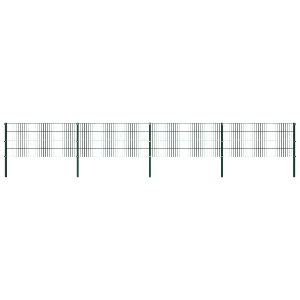 vidaXL Pannello di Recinzione con Pali in Ferro 6,8x0,8 m Verde