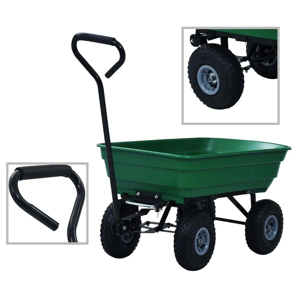 vidaXL Carrello Manuale Ribaltabile da Giardino 300 kg 75 L Verde