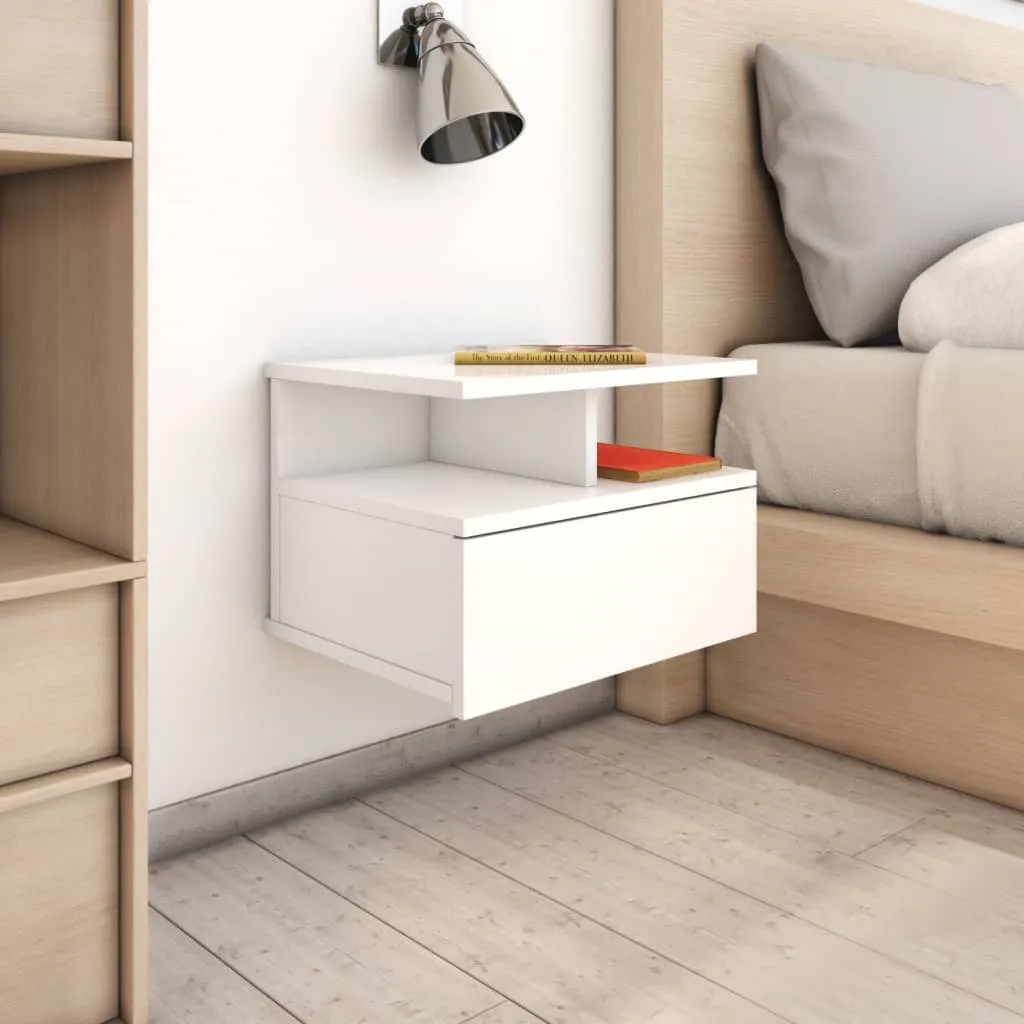 vidaXL Comodini Pensili 2pz Bianco Lucido 40x31x27cm Legno Multistrato