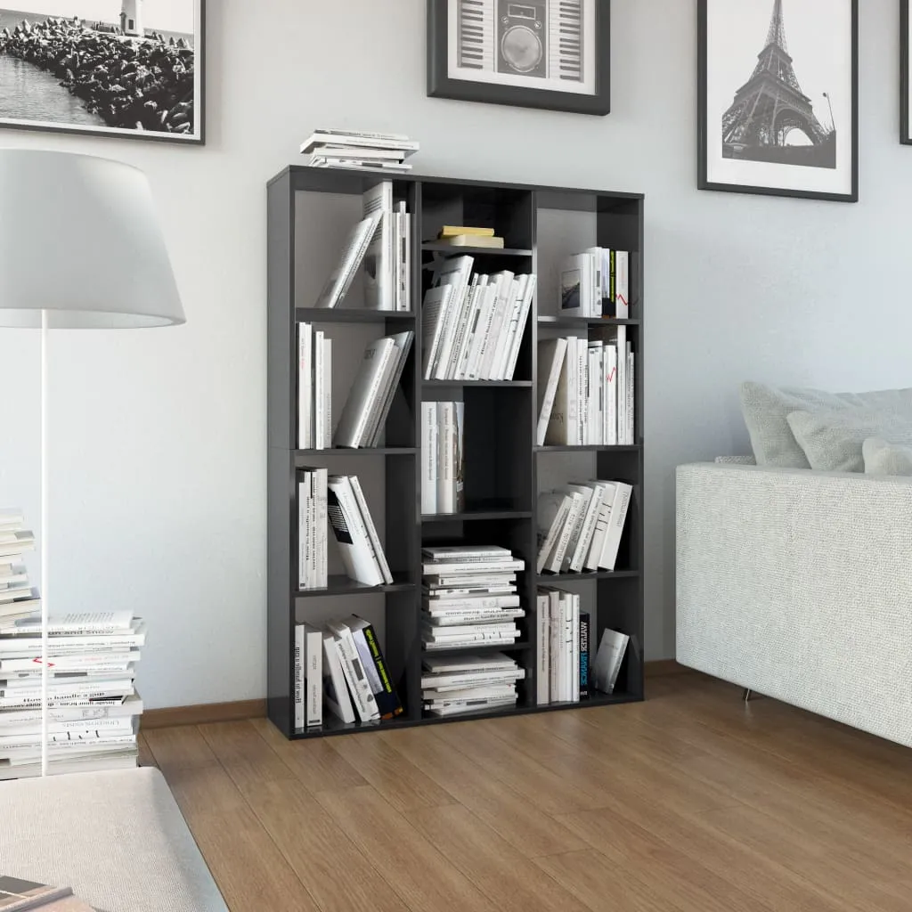 vidaXL Libreria/Divisorio Nero Lucido 100x24x140 cm Legno Multistrato