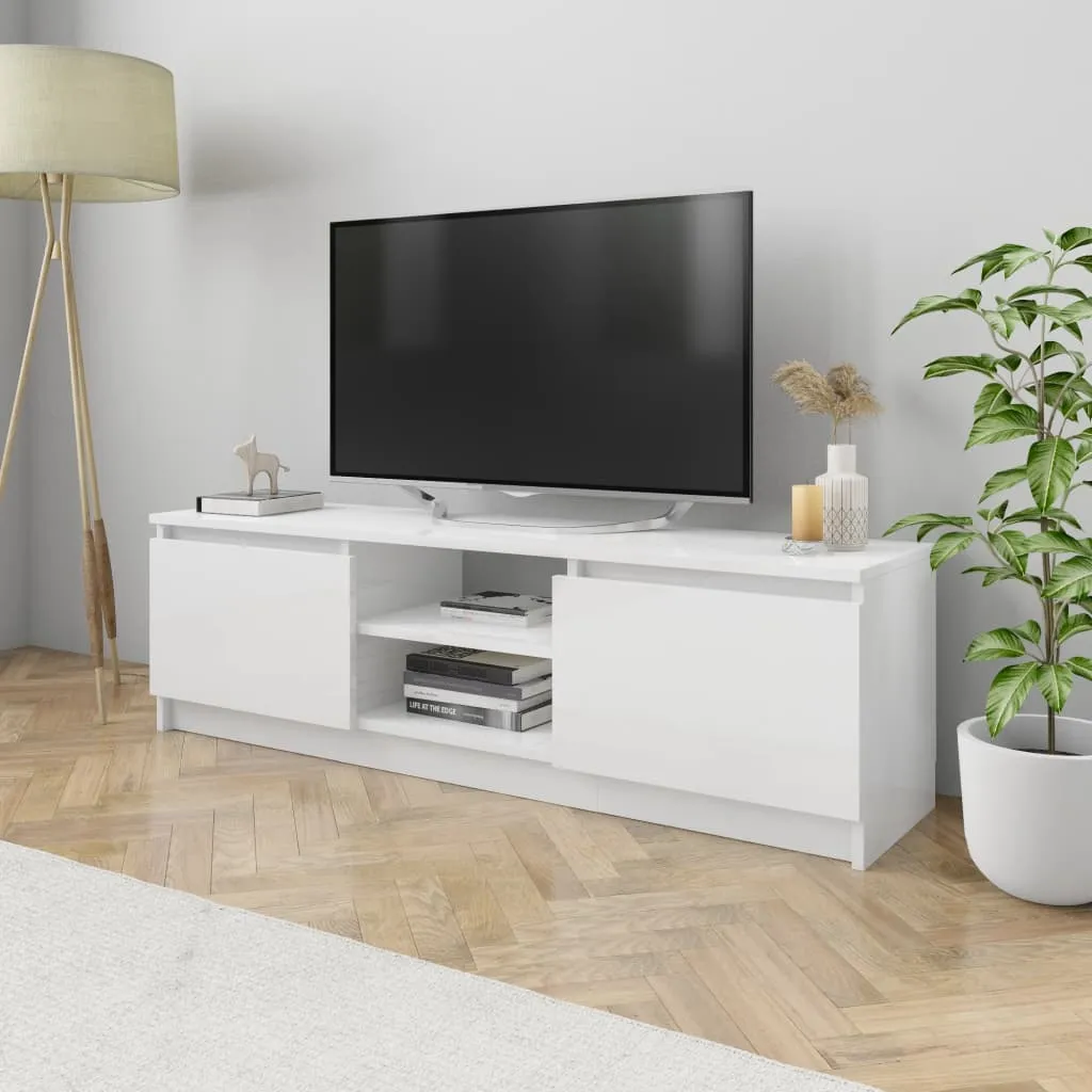 vidaXL Mobile Porta TV Bianco Lucido 120x30x35,5 cm Legno Multistrato