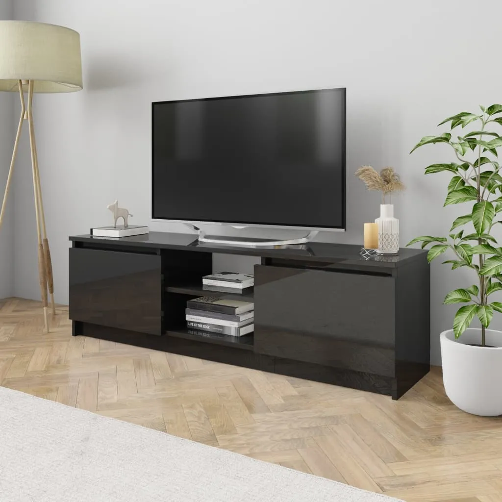 vidaXL Mobile Porta TV Nero Lucido 120x30x35,5 cm in Legno Multistrato