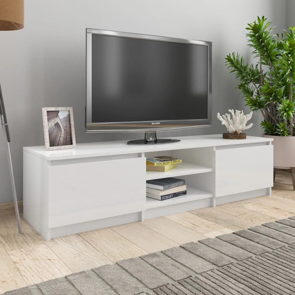 vidaXL Mobile Porta TV Bianco Lucido 140x40x35,5 cm Legno Multistrato