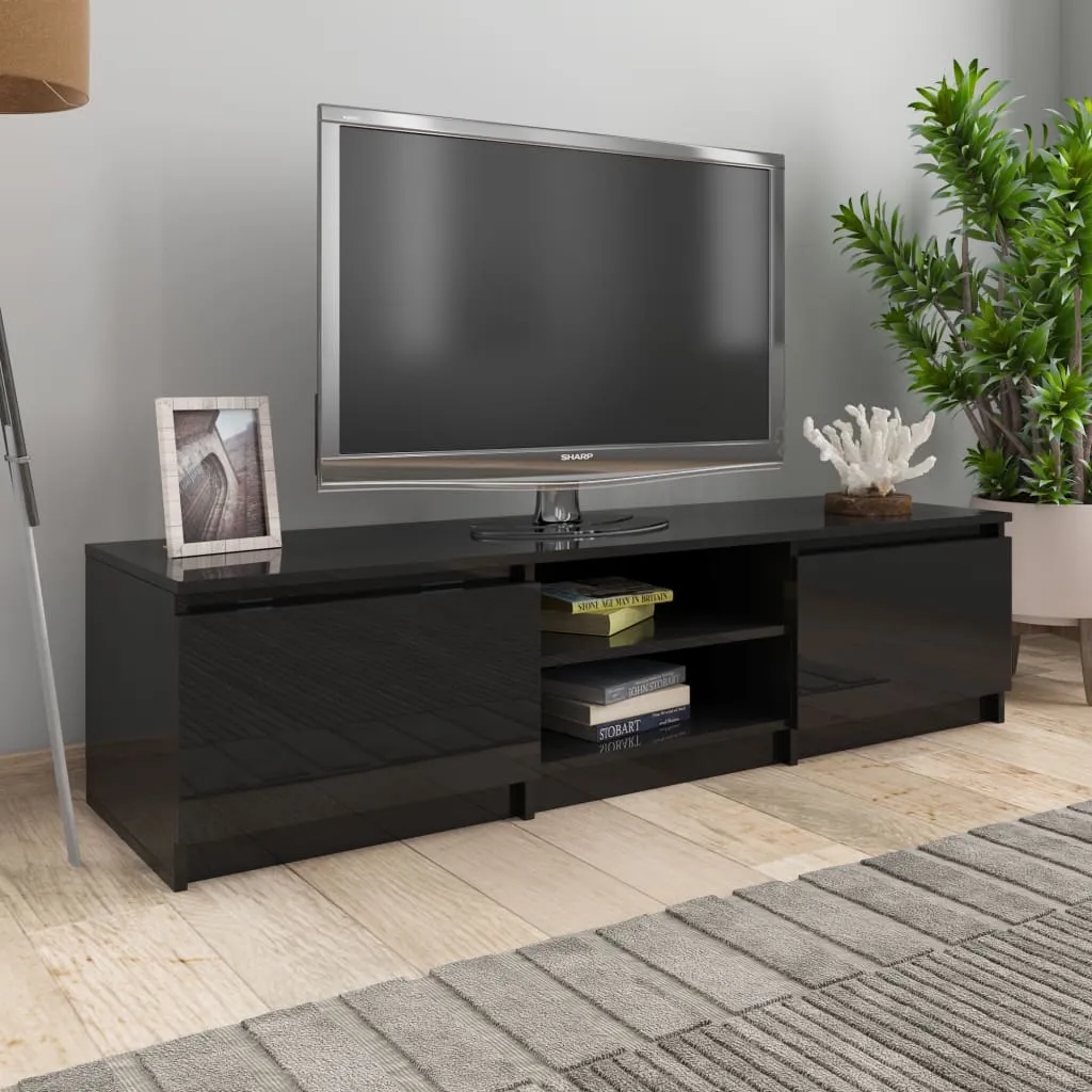 vidaXL Mobile Porta TV Nero Lucido 140x40x35,5 cm in Legno Multistrato