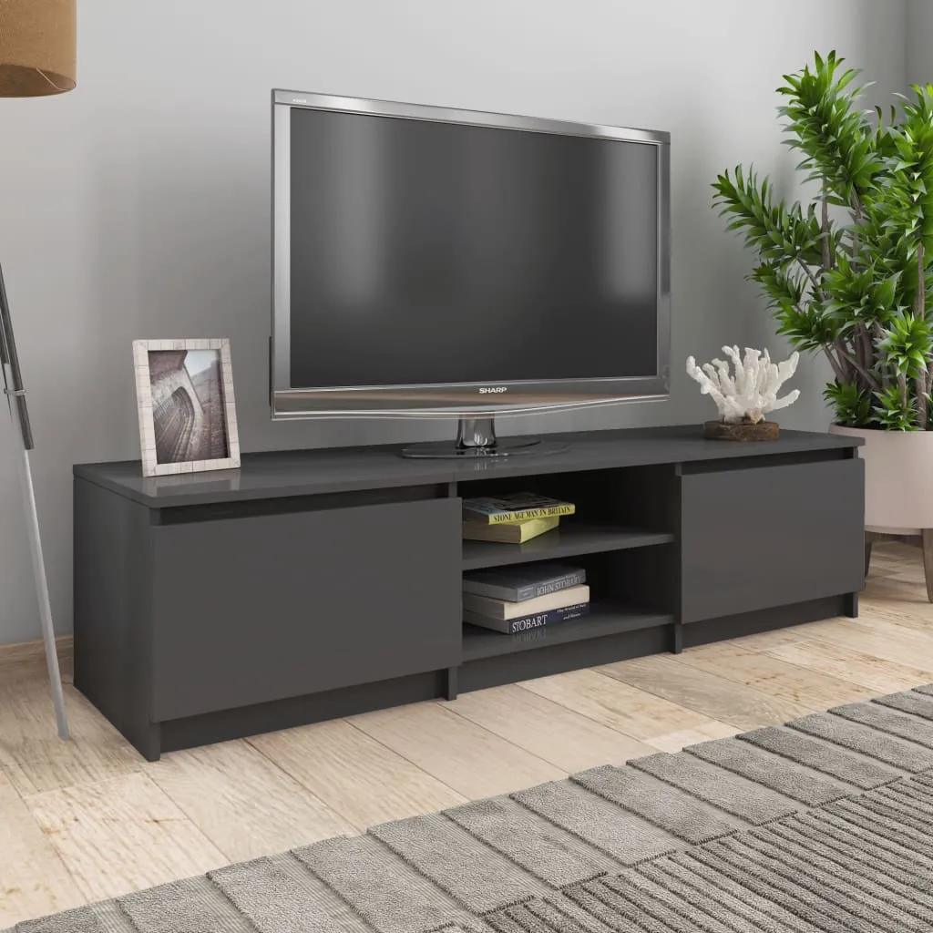 vidaXL Mobile Porta TV Grigio Lucido 140x40x35,5 cm Legno Multistrato