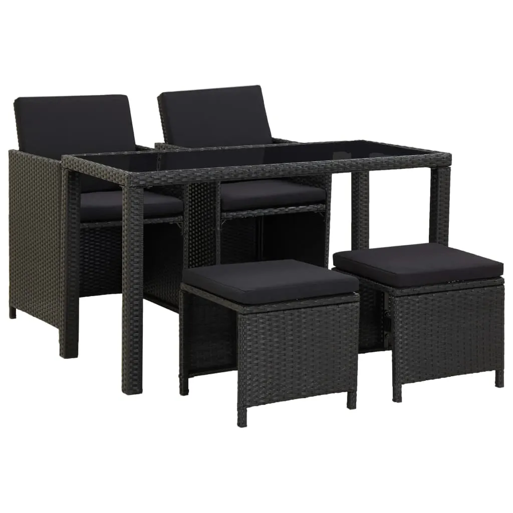 vidaXL Set da Pranzo da Giardino 5 pz con Cuscini in Polyrattan Nero