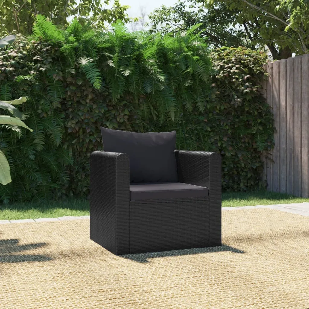 vidaXL Poltrona con Cuscini in Polyrattan Nero