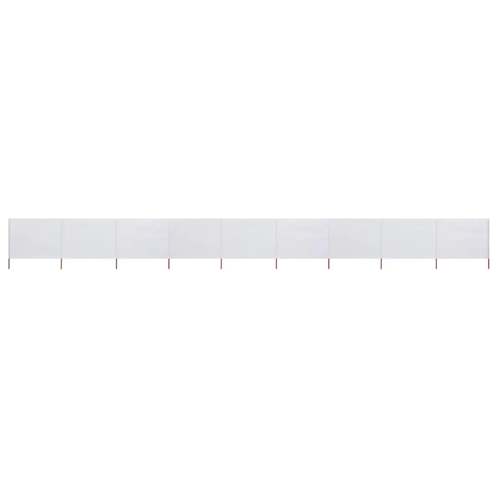 vidaXL Paravento a 9 Pannelli in Tessuto 1200x160 cm Bianco Sabbia