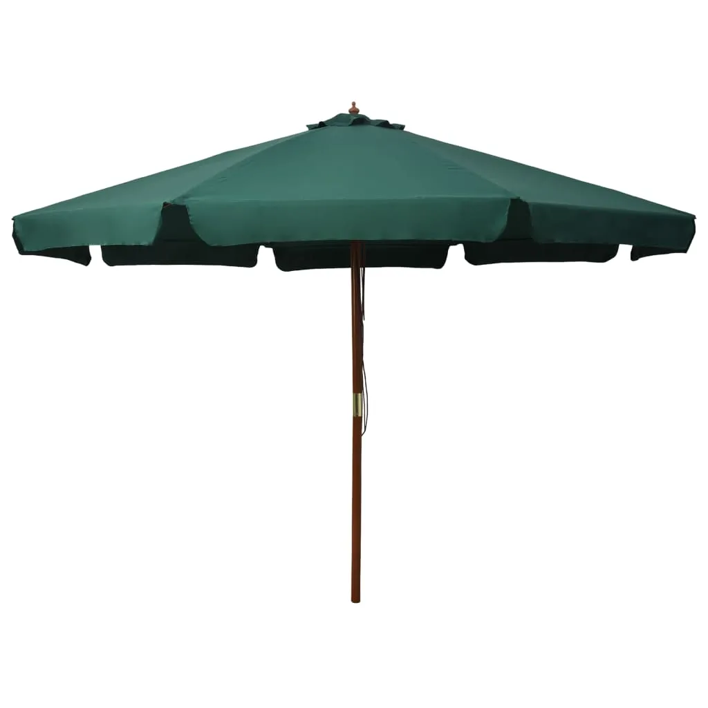 vidaXL Ombrellone da Esterni con Palo in Legno 330 cm Verde