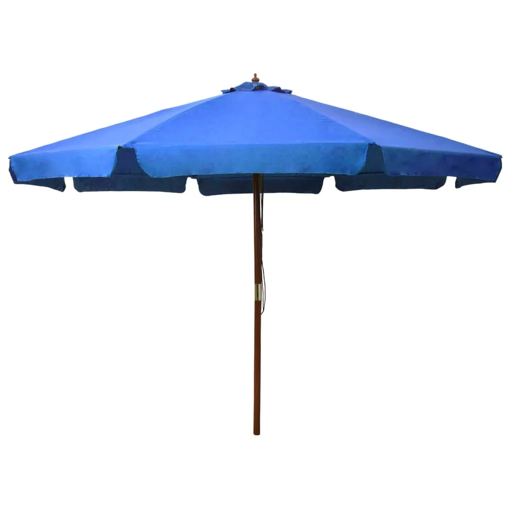 vidaXL Ombrellone da Esterni con Palo in Legno 330 cm Azzurro