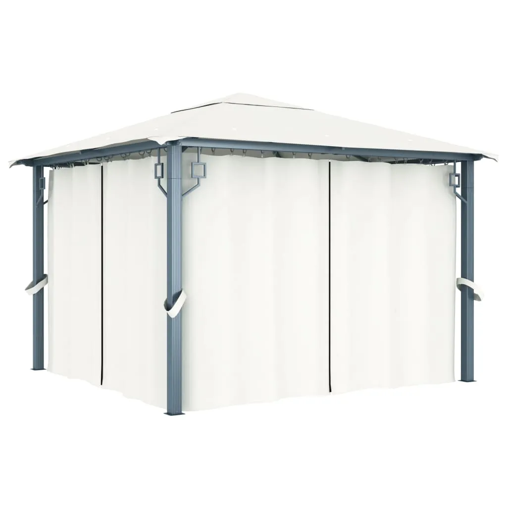 vidaXL Gazebo con Tenda 300 x 300 cm Crema Alluminio