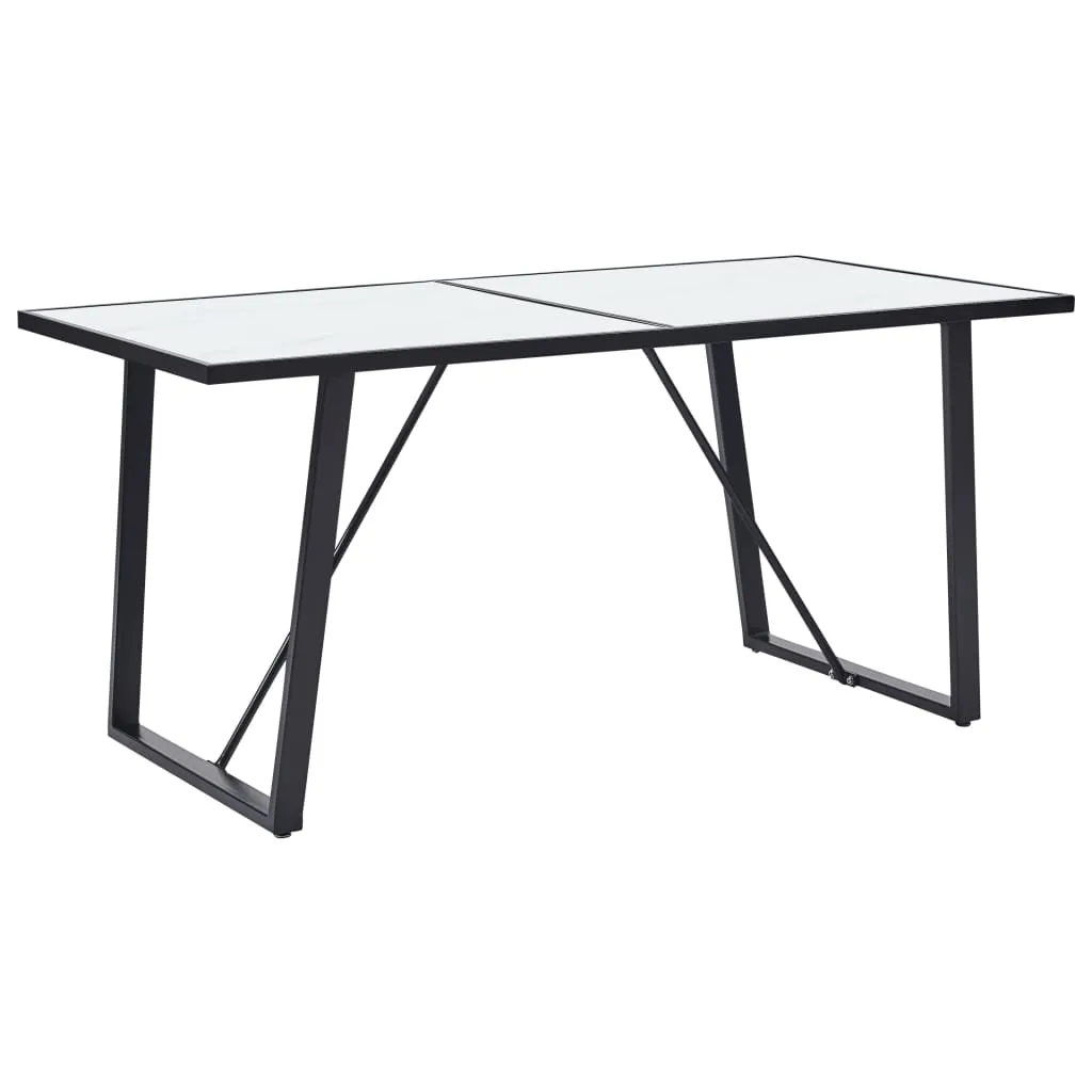 vidaXL Tavolo da Pranzo Bianco 160x80x75 cm in Vetro Temperato