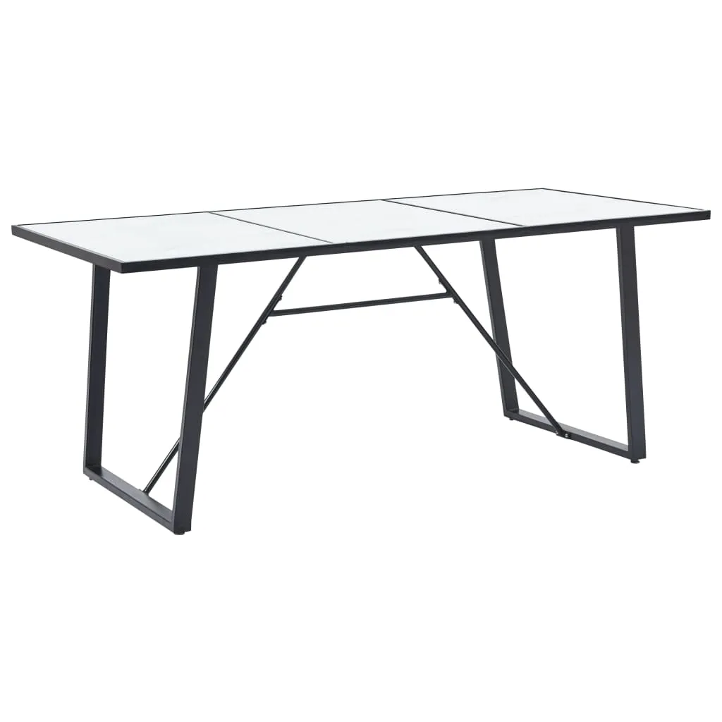 vidaXL Tavolo da Pranzo Bianco 180x90x75 cm in Vetro Temperato