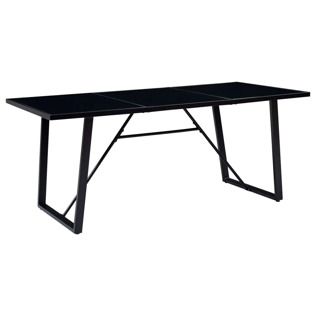 vidaXL Tavolo da Pranzo Nero 180x90x75 cm in Vetro Temperato