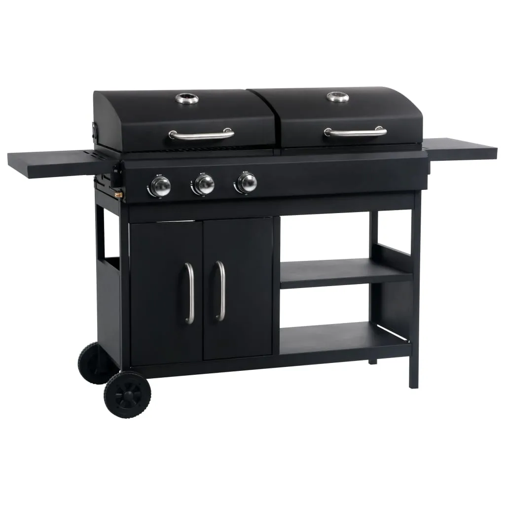 vidaXL Barbecue Combinato Carbone e Gas 3 Fuochi