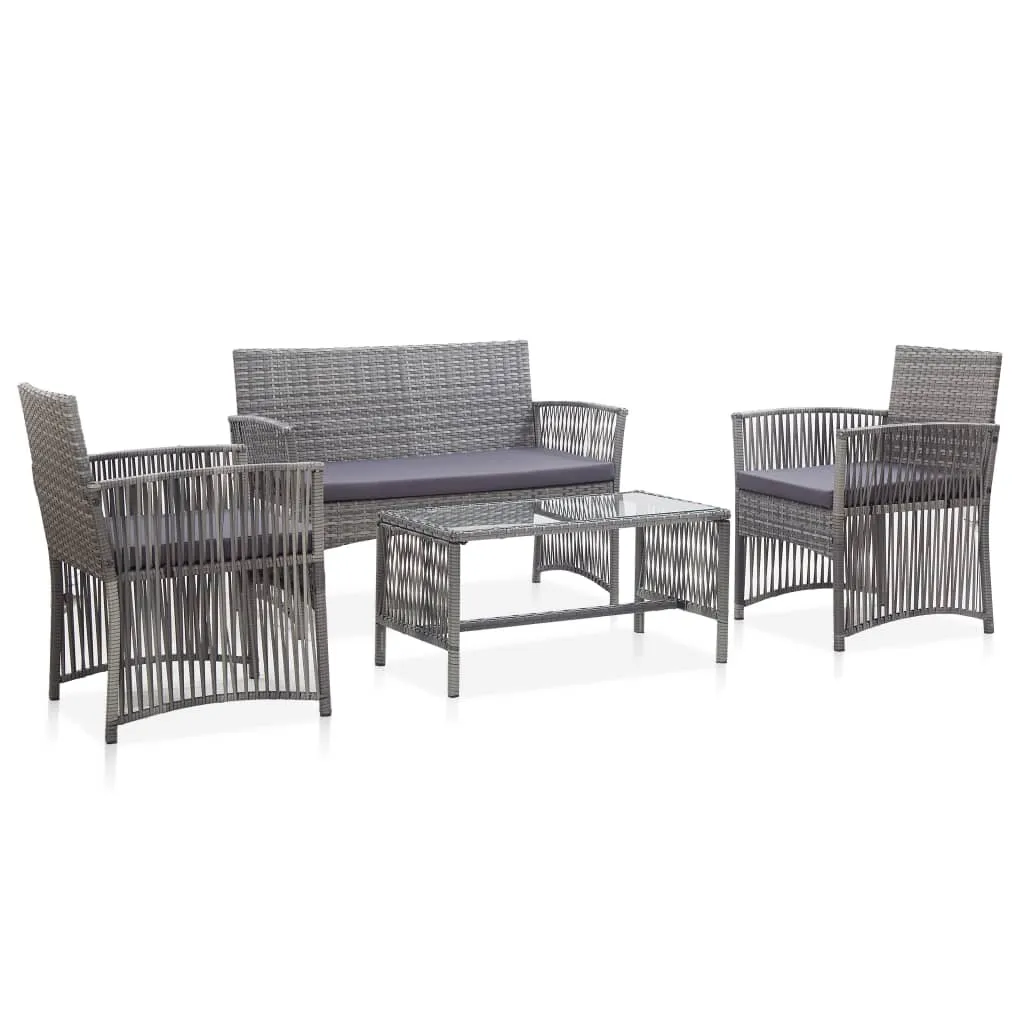 vidaXL Set Divani da Giardino 4 pz con Cuscini in Polyrattan Antracite