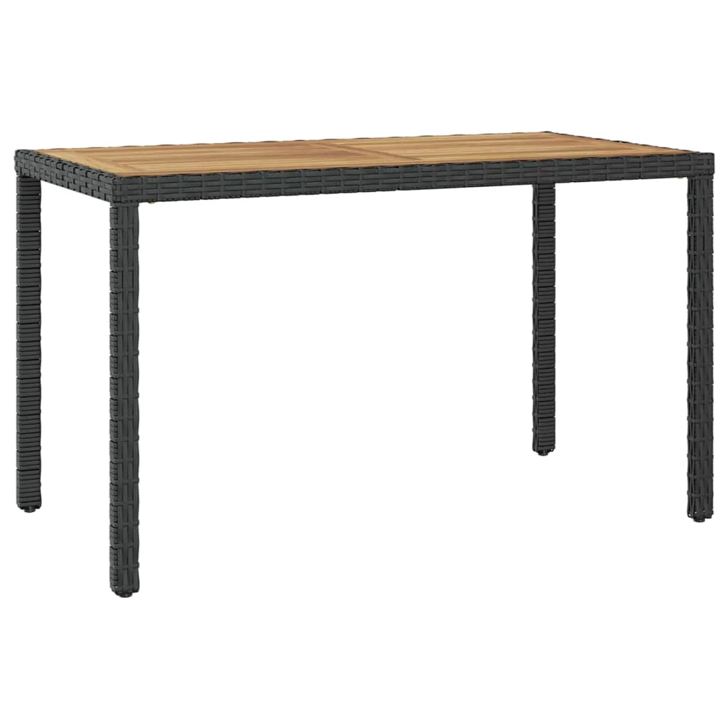 vidaXL Tavolo da Giardino Nero e Marrone 123x60x74 cm Acacia Massello