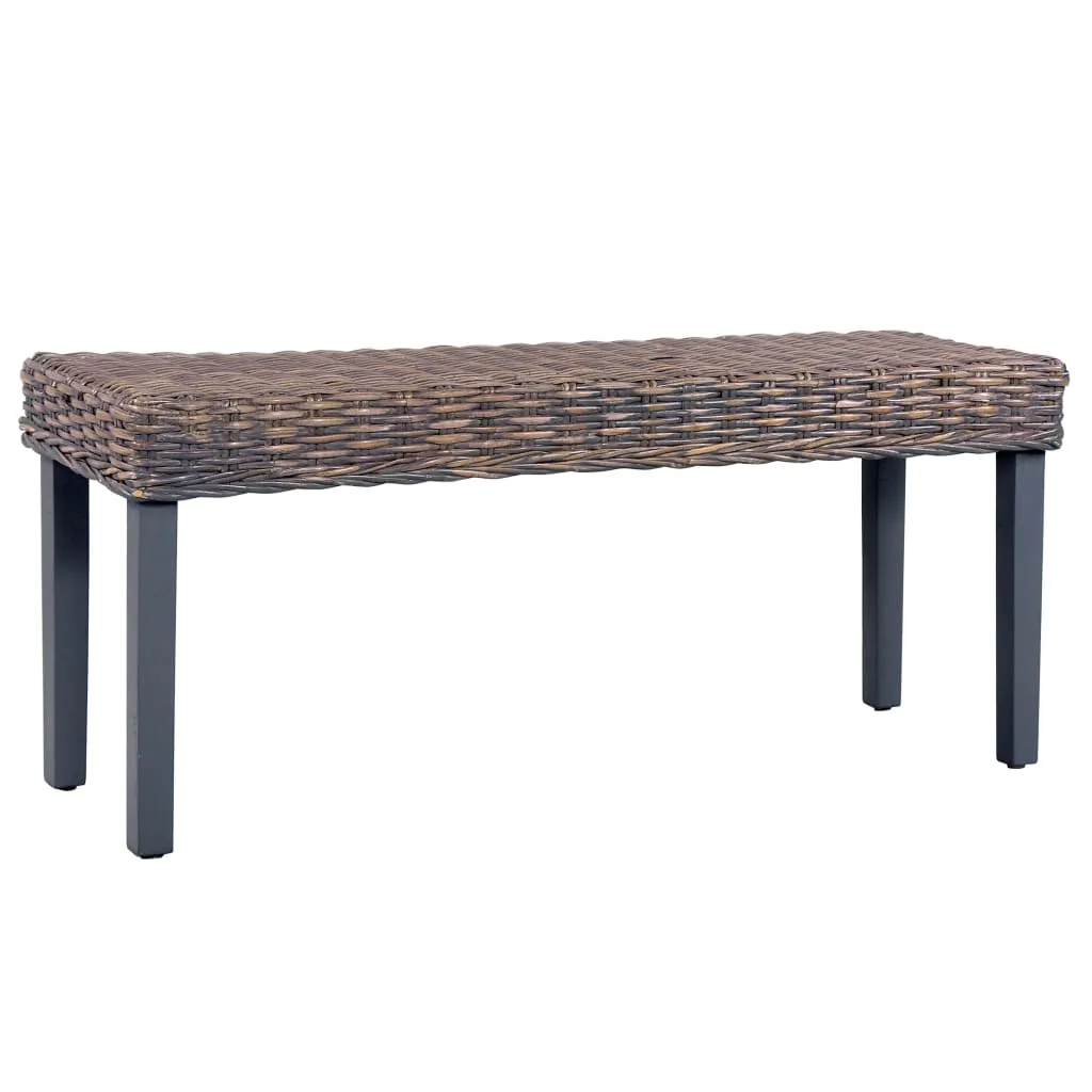 vidaXL Panca 110 cm Grigia in Rattan Naturale Kubu e Massello di Mango