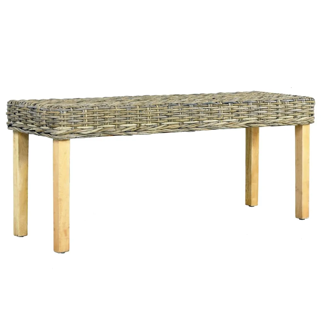 vidaXL Panca 110 cm in Rattan Naturale Kubu e Massello di Mango