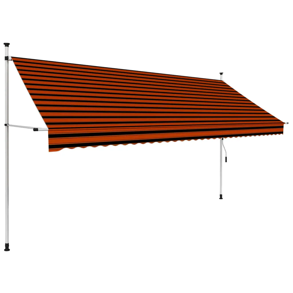 vidaXL Tenda da Sole Retrattile Manuale 350 cm Arancione e Marrone