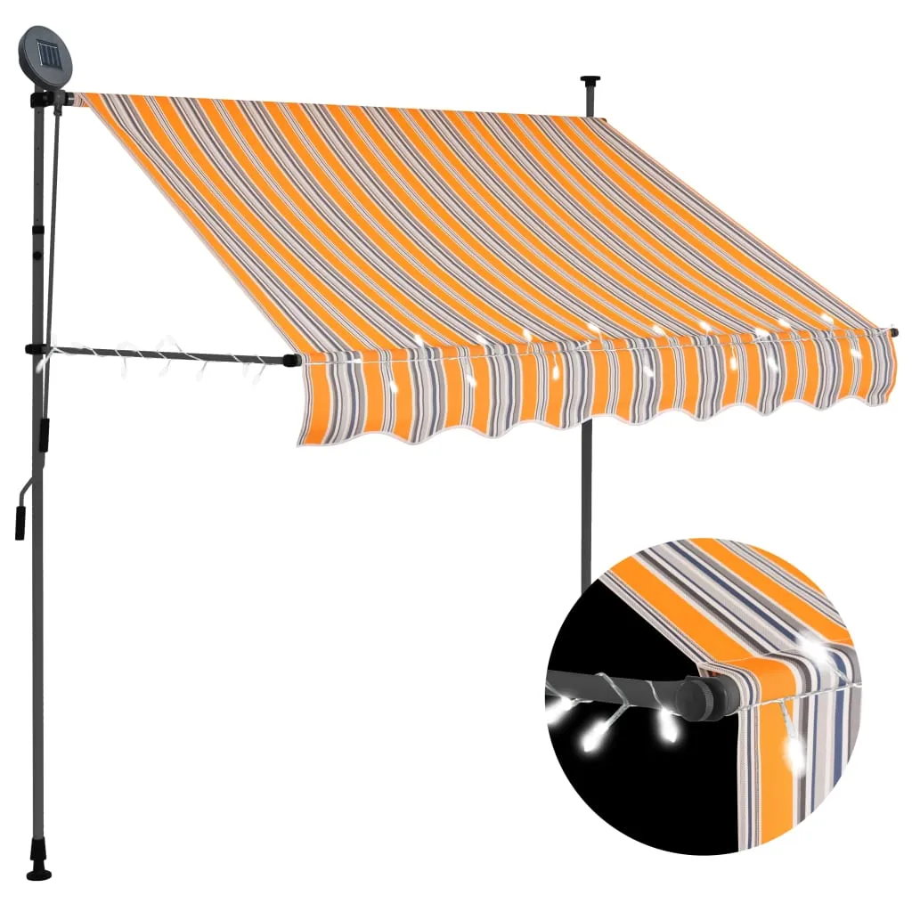 vidaXL Tenda da Sole Retrattile Manuale con LED 100 cm Gialla e Blu