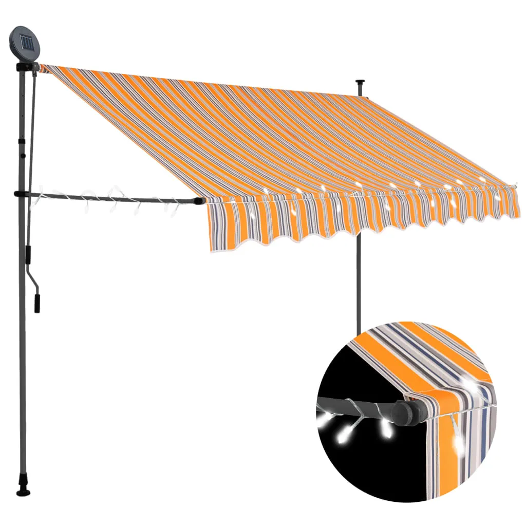 vidaXL Tenda da Sole Retrattile Manuale con LED 250 cm Gialla e Blu