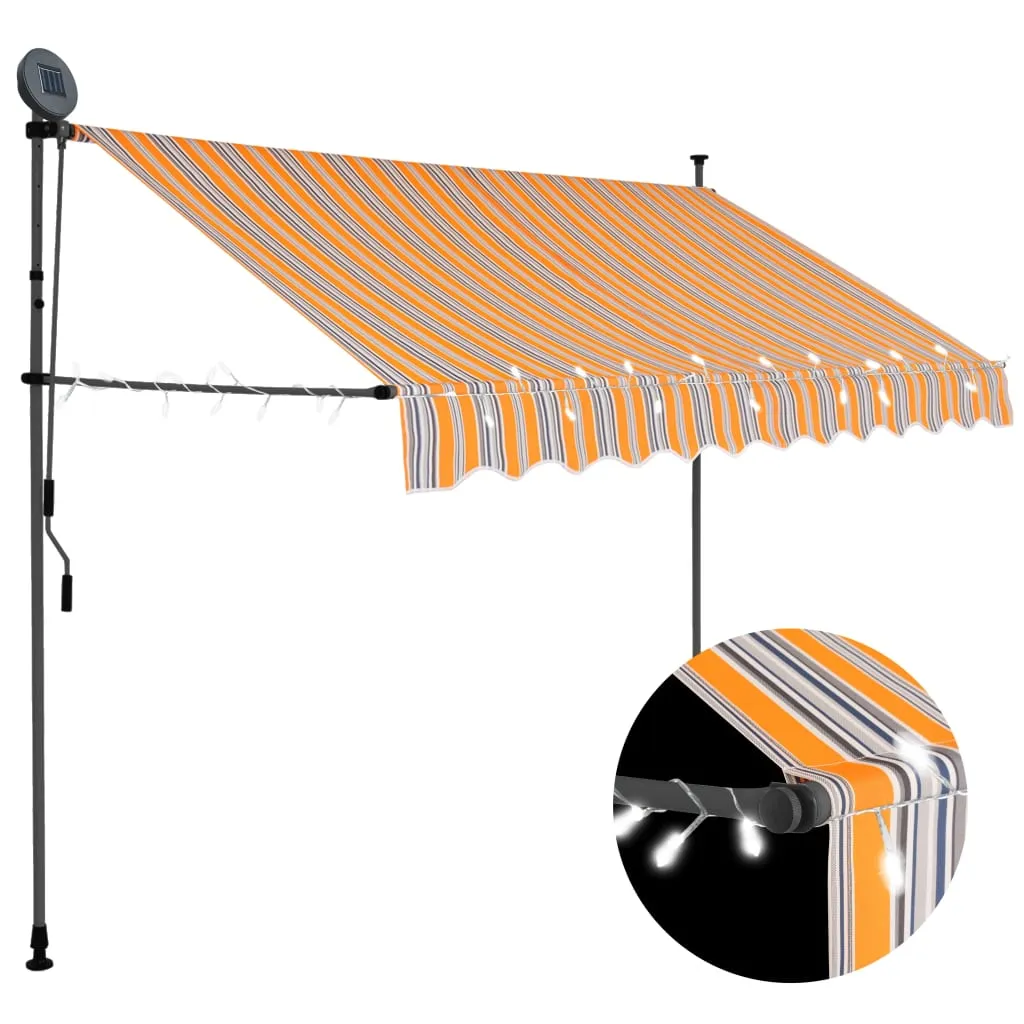 vidaXL Tenda da Sole Retrattile Manuale con LED 300 cm Gialla e Blu