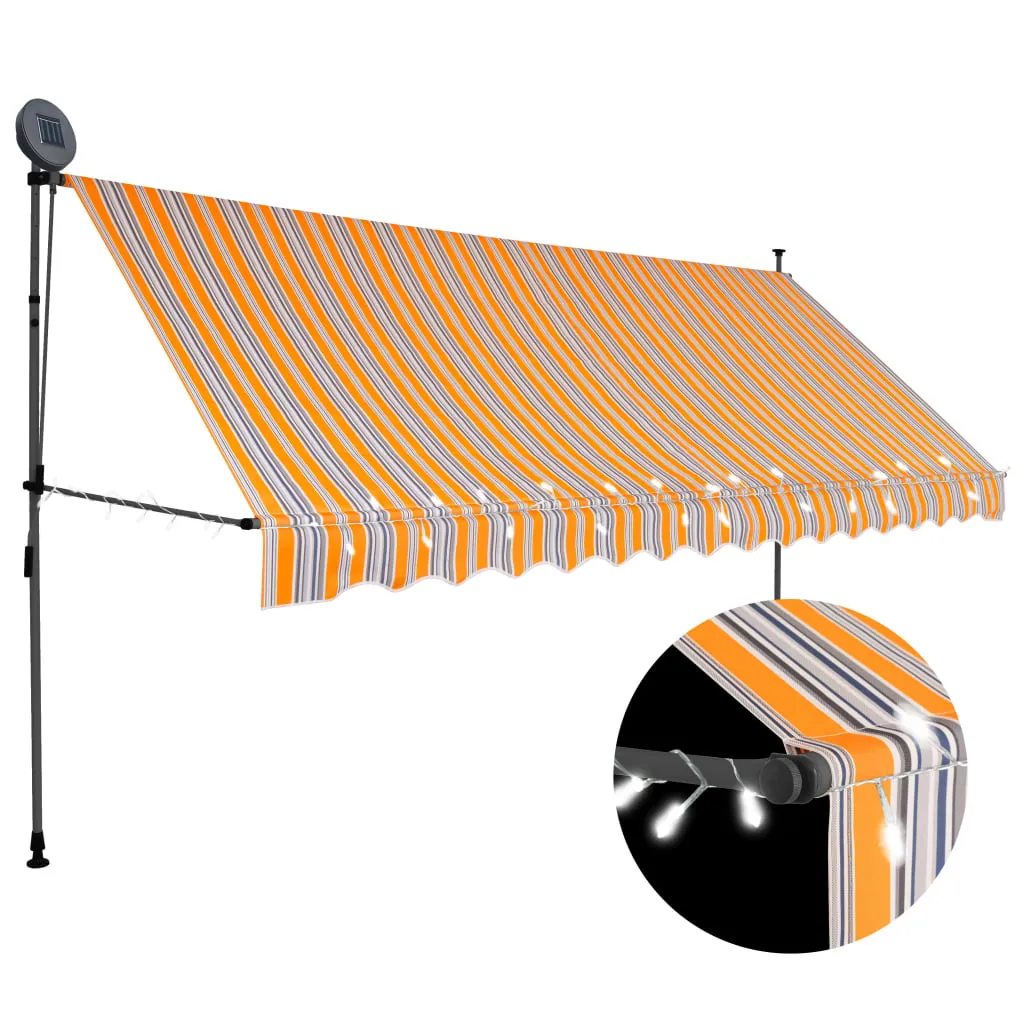 vidaXL Tenda da Sole Retrattile Manuale con LED 350 cm Gialla e Blu