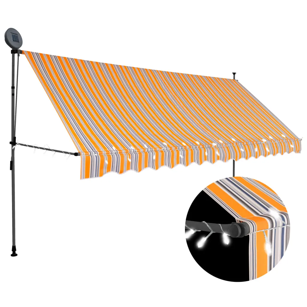 vidaXL Tenda da Sole Retrattile Manuale con LED 400 cm Gialla e Blu