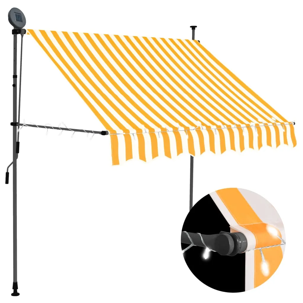 vidaXL Tenda da Sole Retrattile Manuale LED 150 cm Bianca e Arancione