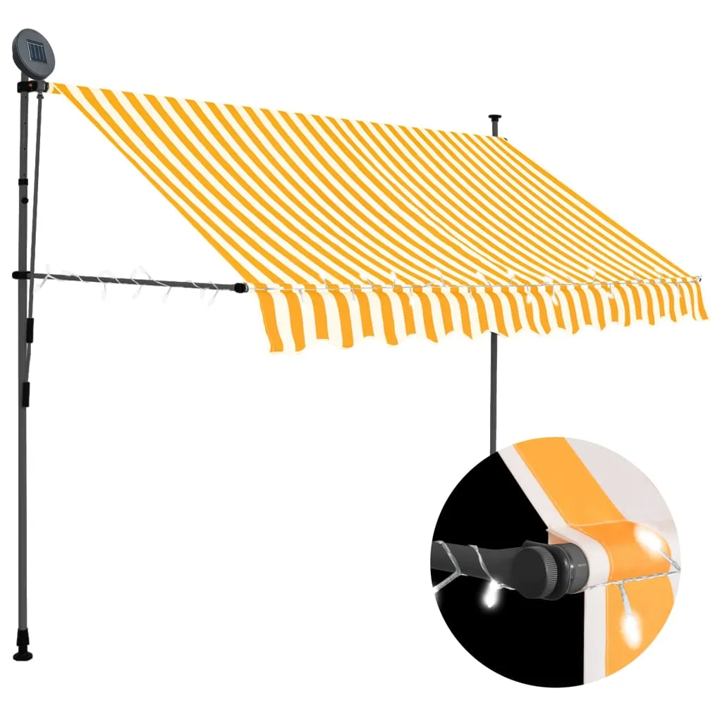 vidaXL Tenda da Sole Retrattile Manuale LED 250 cm Bianca e Arancione