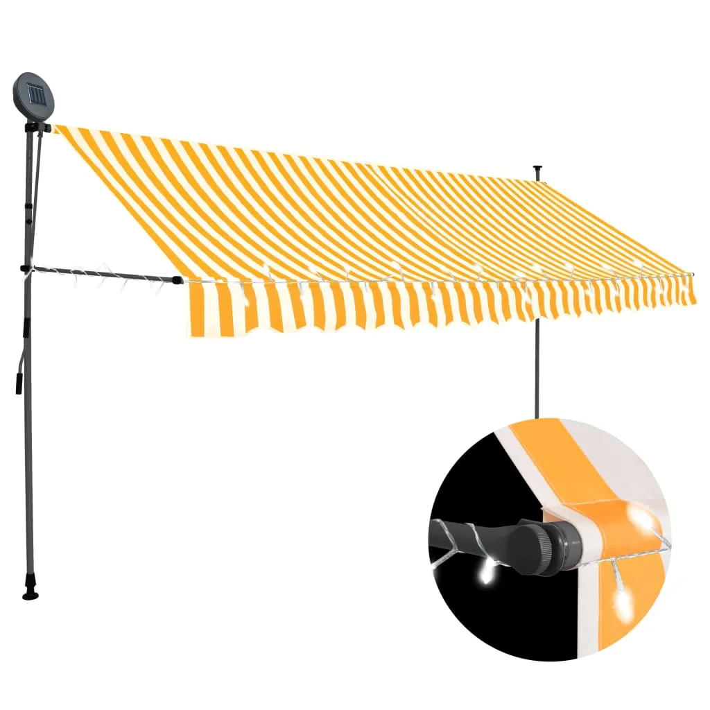 vidaXL Tenda da Sole Retrattile Manuale LED 400 cm Bianca e Arancione