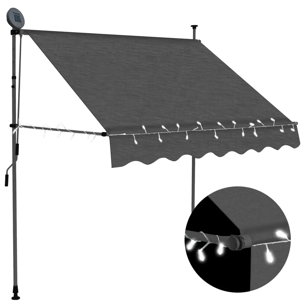 vidaXL Tenda da Sole Retrattile Manuale con LED 100 cm Antracite