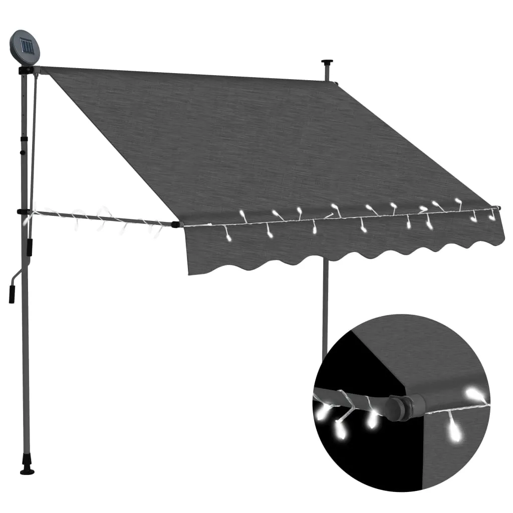 vidaXL Tenda da Sole Retrattile Manuale con LED 150 cm Antracite