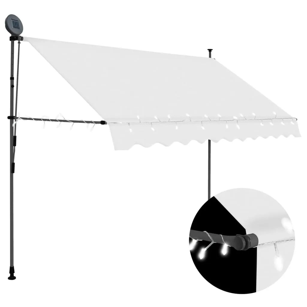 vidaXL Tenda da Sole Retrattile Manuale con LED 250 cm Crema