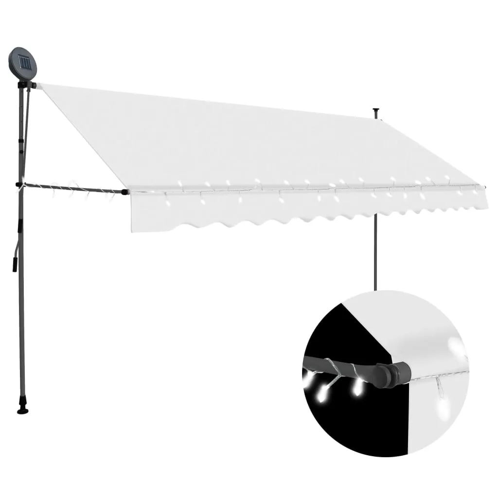 vidaXL Tenda da Sole Retrattile Manuale con LED 400 cm Crema