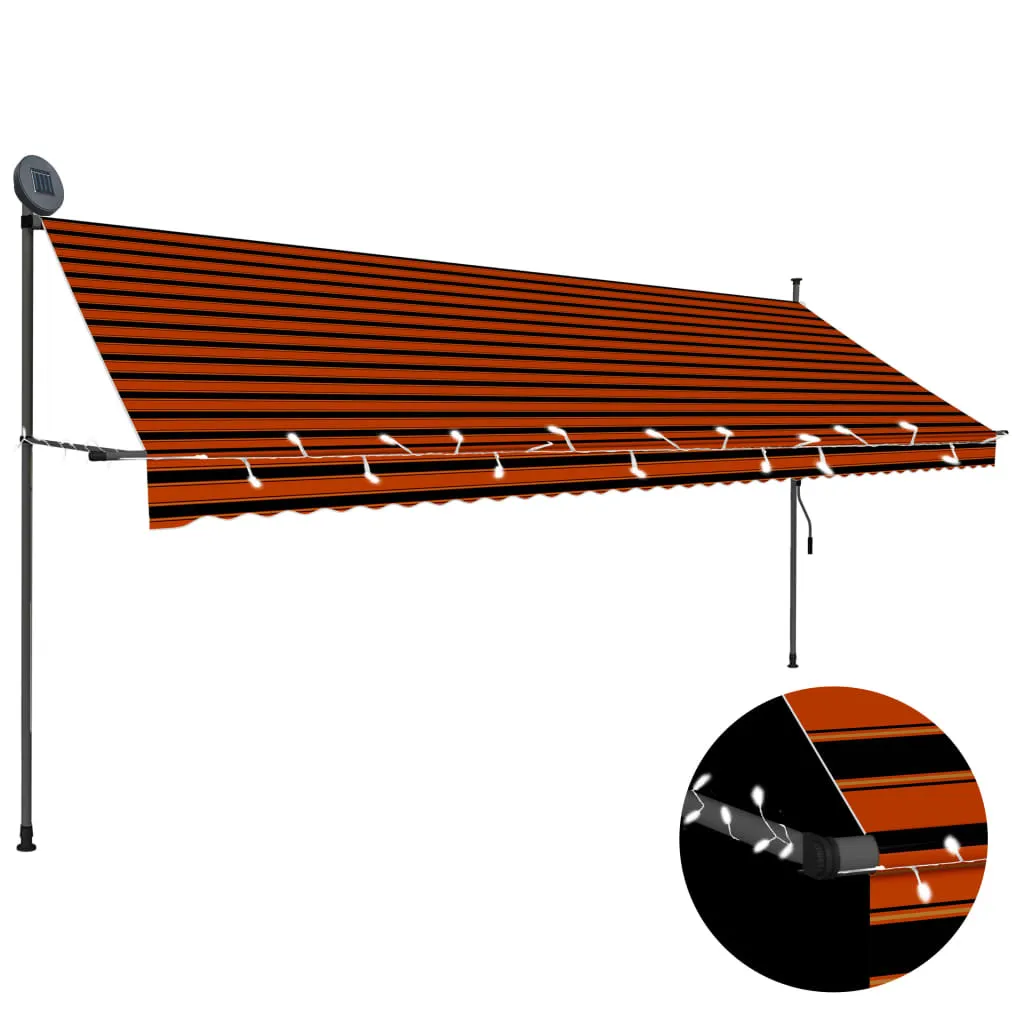 vidaXL Tenda da Sole Retrattile Manuale LED 400 cm Arancione e Marrone