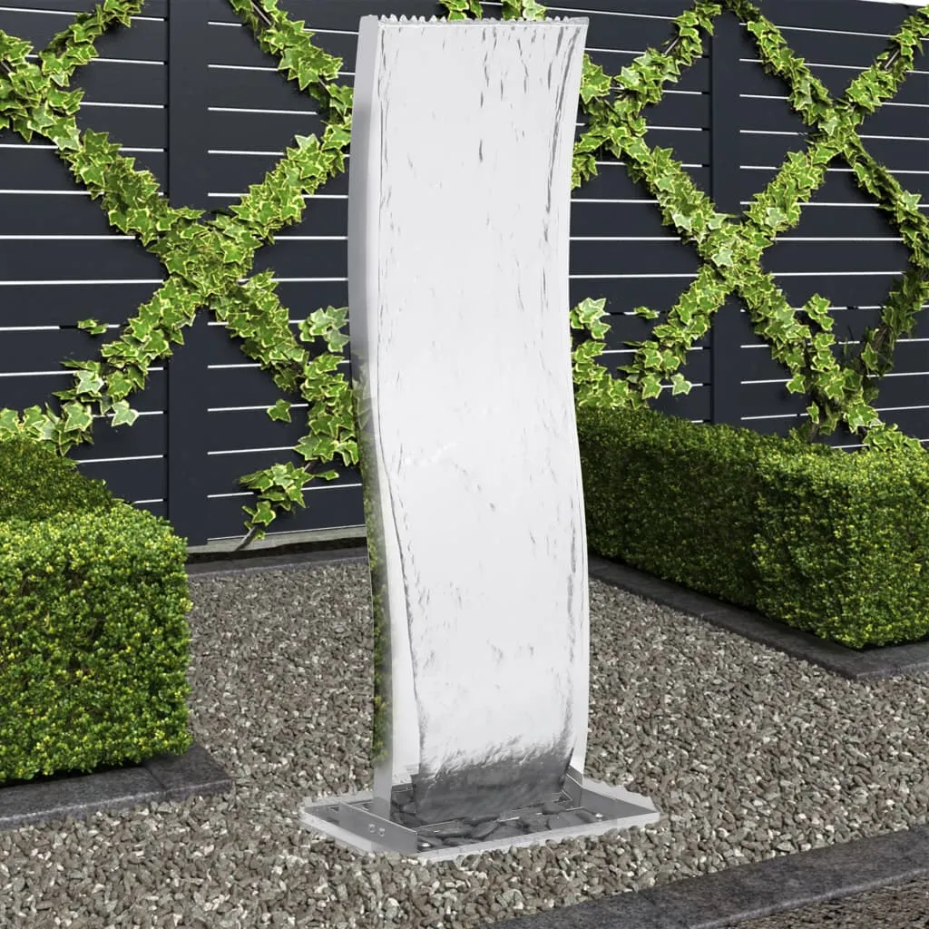 vidaXL Fontana da Giardino con Pompa in Acciaio Inox 130 cm Curvo